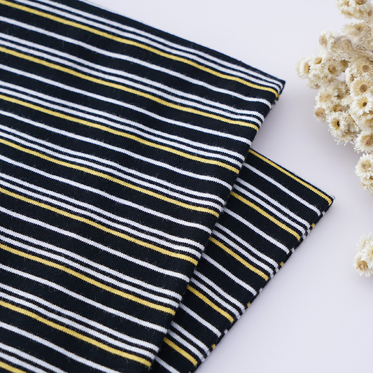 High Quality Plain Jersey 190gsm Striped Knit Cotton Fabric For Polo Shirt