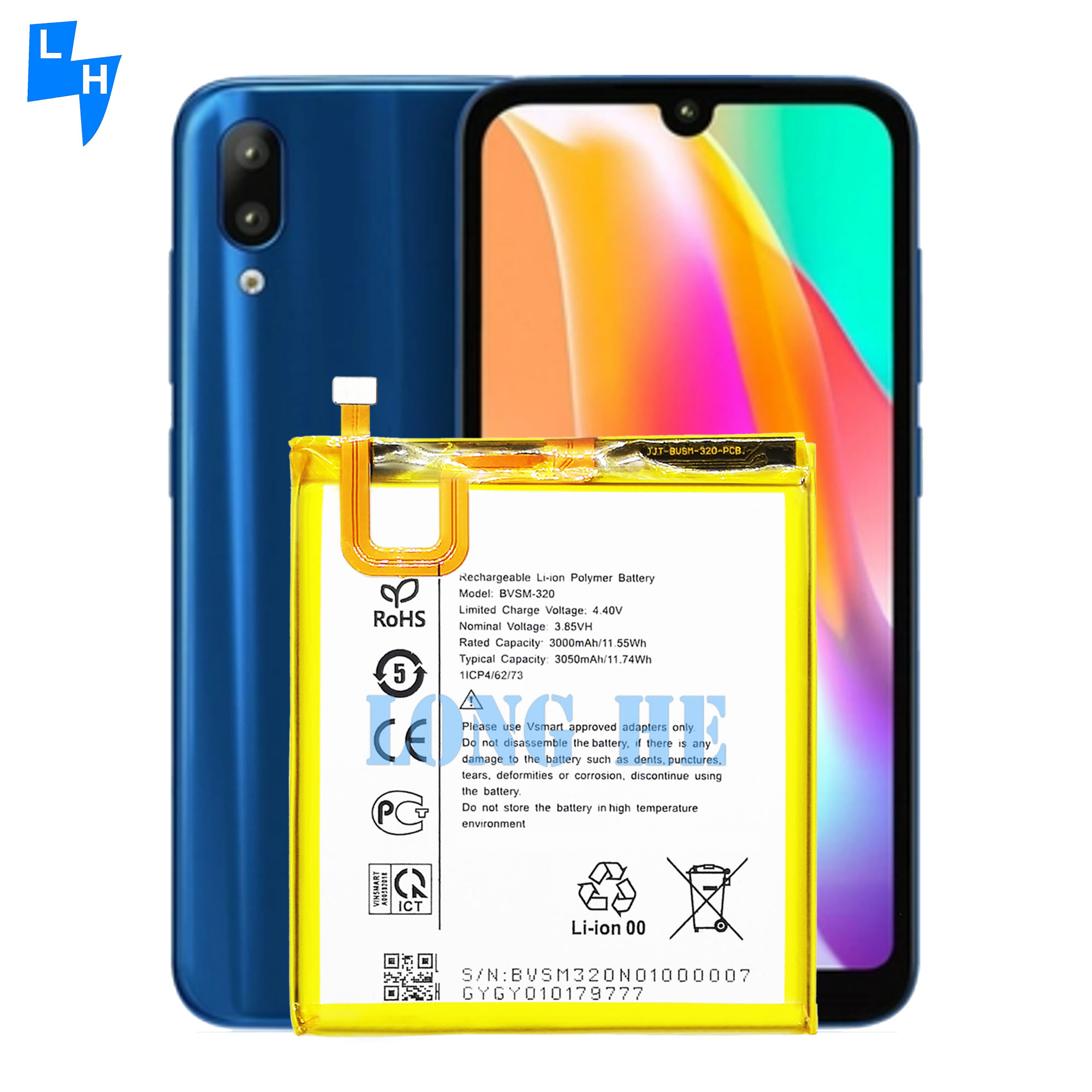 RECHARGABLE OEM BVSM-320 4.35V 3050mAh Yellow Lithium Polymer Battery For Vsmart Star