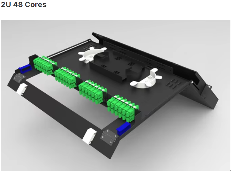 19 Inch 1U~4U Rack Mount Optical Distribution Frame 12 24 48 72 96 144 Cores ODF Chassis Steel Patch Panel With Splicing
