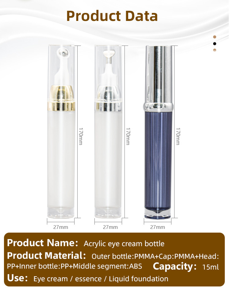 15ml Cosmetic Acrylic Airless Bottle Roller Ball Message For Eye Cream