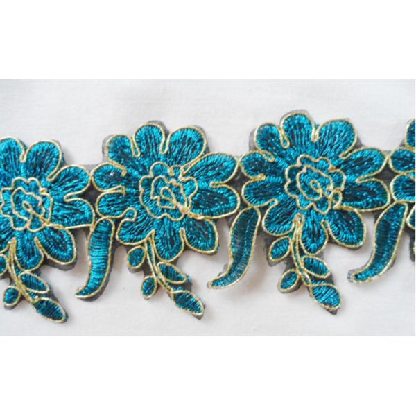 Gold Wire Embrodery Lace Edge with Cord Embroidery Lace Trim