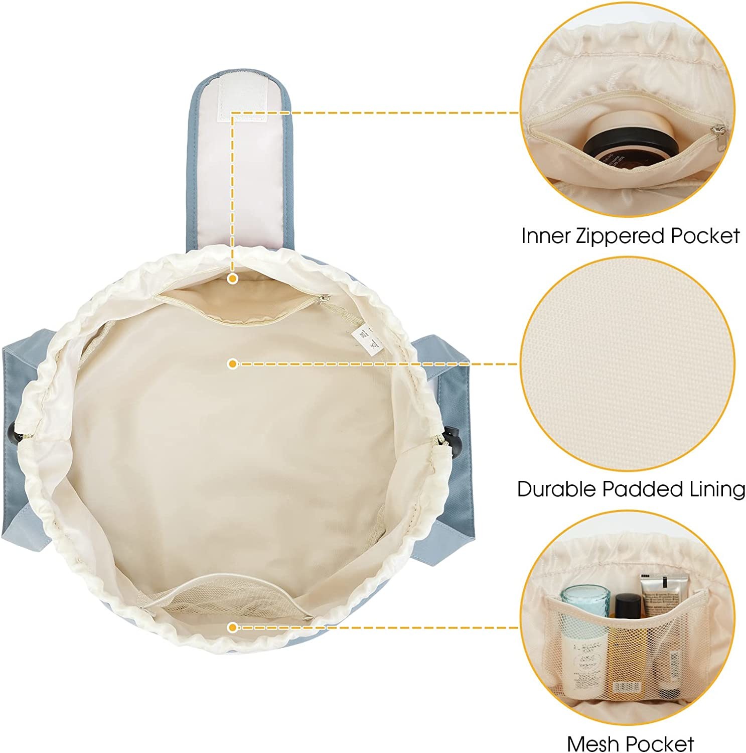 Shockproof Water-resistant Durable Soft Drawstring Makeup Bag Large Cosmetic Bag Toiletry Organizer for Women
