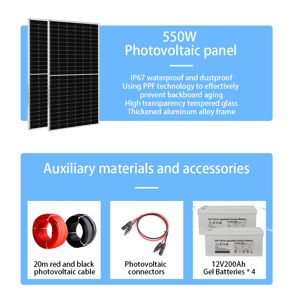 Complete 100-240V Adjustable Voltage 3KW Off Grid Solar System With MPPT Controller