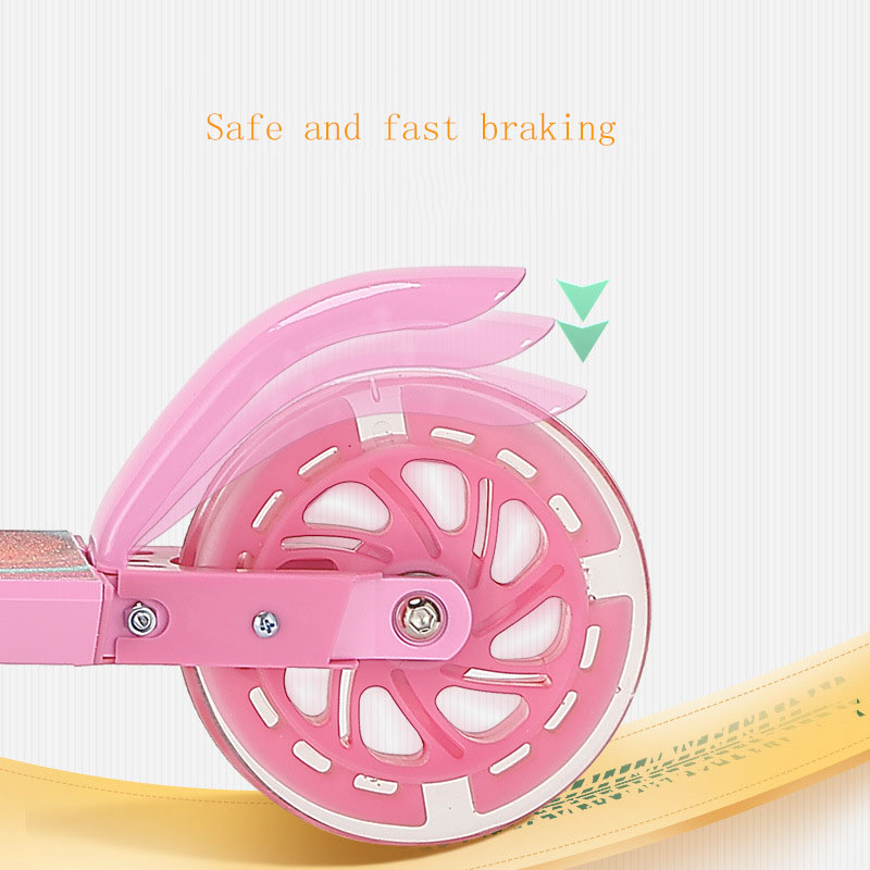 Unisex Children's Scooter Lightweight Folding Double Wheel Scooter with Brakes Ride On Toy