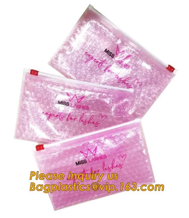Holographic Zipper Slider Zip Lock Bubble Bag,Cosmetic Zipper Bag/Rose Gold Slider Bubble Bag with Logo,Slider Bubble Zi