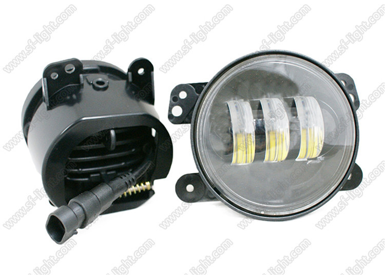 Black Silver 30w LED headlight , 12 - 30 V 1800LM 4 Inch Round LED Headlight