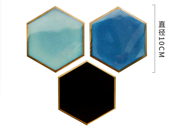 Waterproof Heat-insulated Pad Geometric Ceramic Coasters Luxury Gold Plated for Table