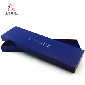 China Luxury Blue 60mm Width Hard Cardboard Boxes With Lids For Bow Tie on sale