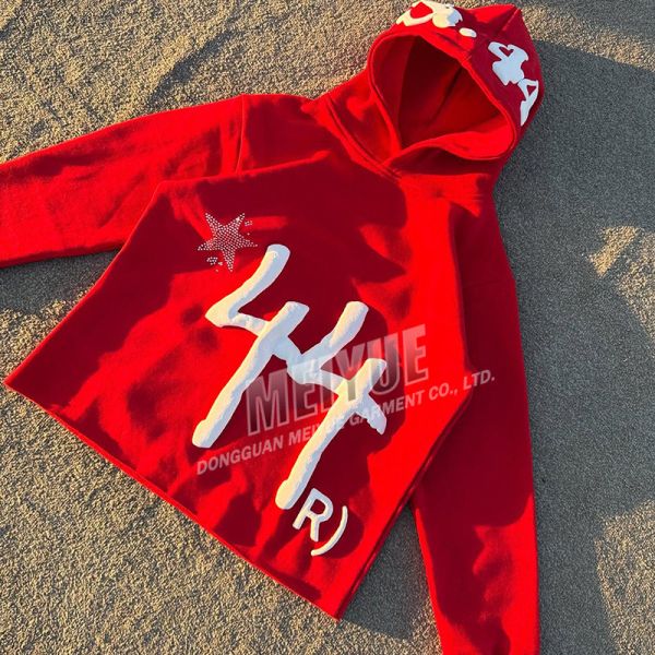 Cheap Custom Manufacturer Puff Printing Cropped Hoodie Logo Mens Unisex Streetwear 500 Gsm Cotton French Terry Hoodies for sale