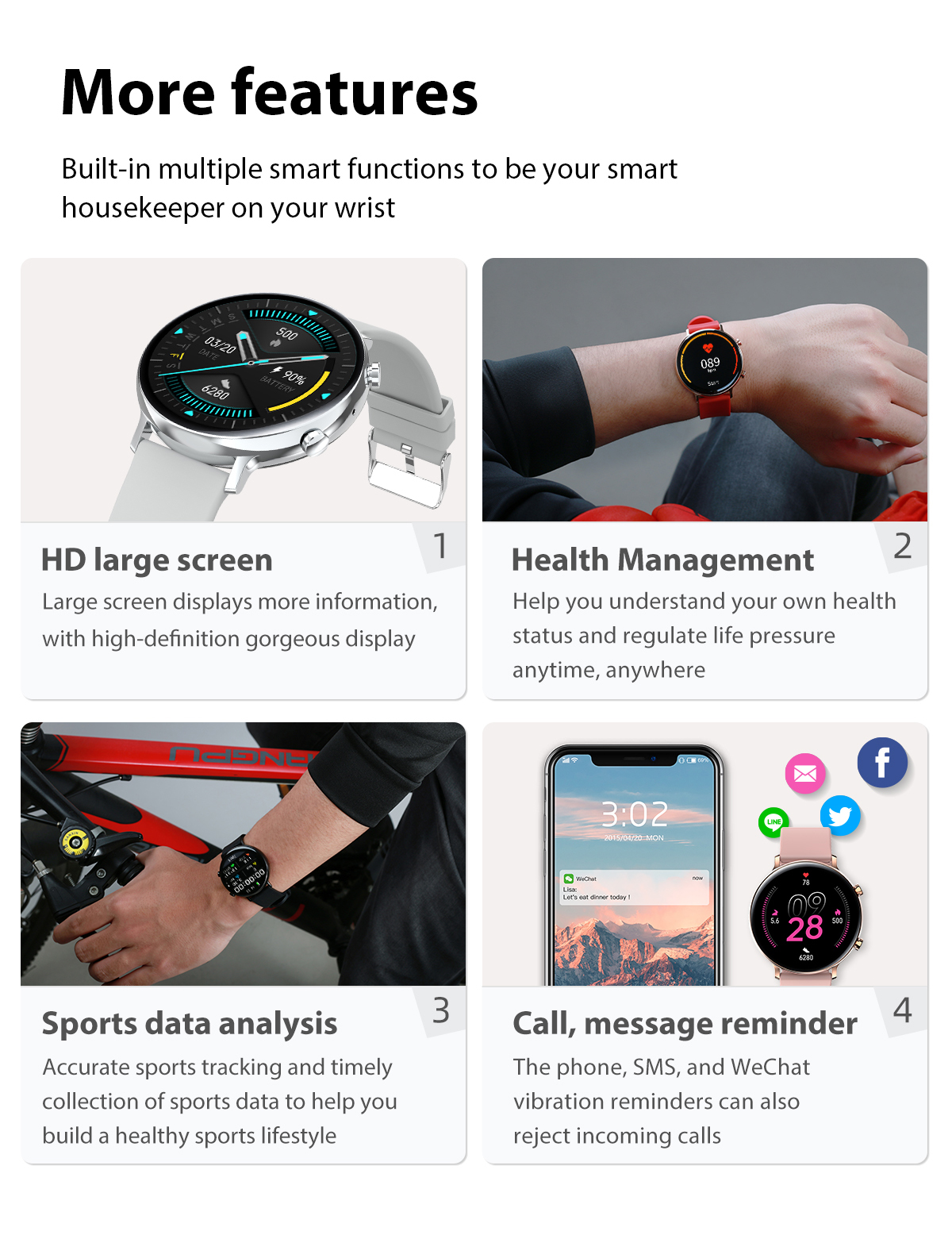 GW53 Smart Watch IP68 Blood Oxygen Blood Pressure Measurements