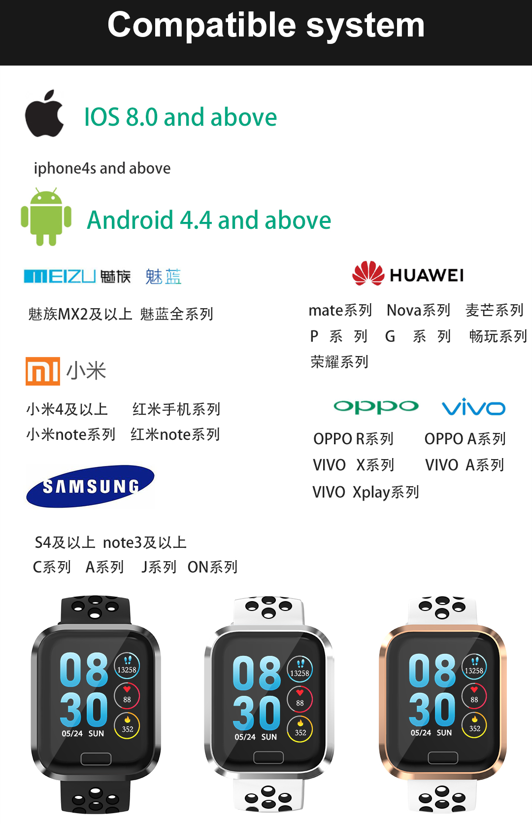 Digital Square Shape Smartwatch Bracelet M56 1.3inch Call Message Reminder
