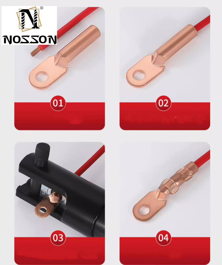 Collecting Wires Automotive 600v to 35 KV AWG Battery Tubular Cable Lug with Bell-end / Purple Copper Ring Terminal Lug Coated Tin