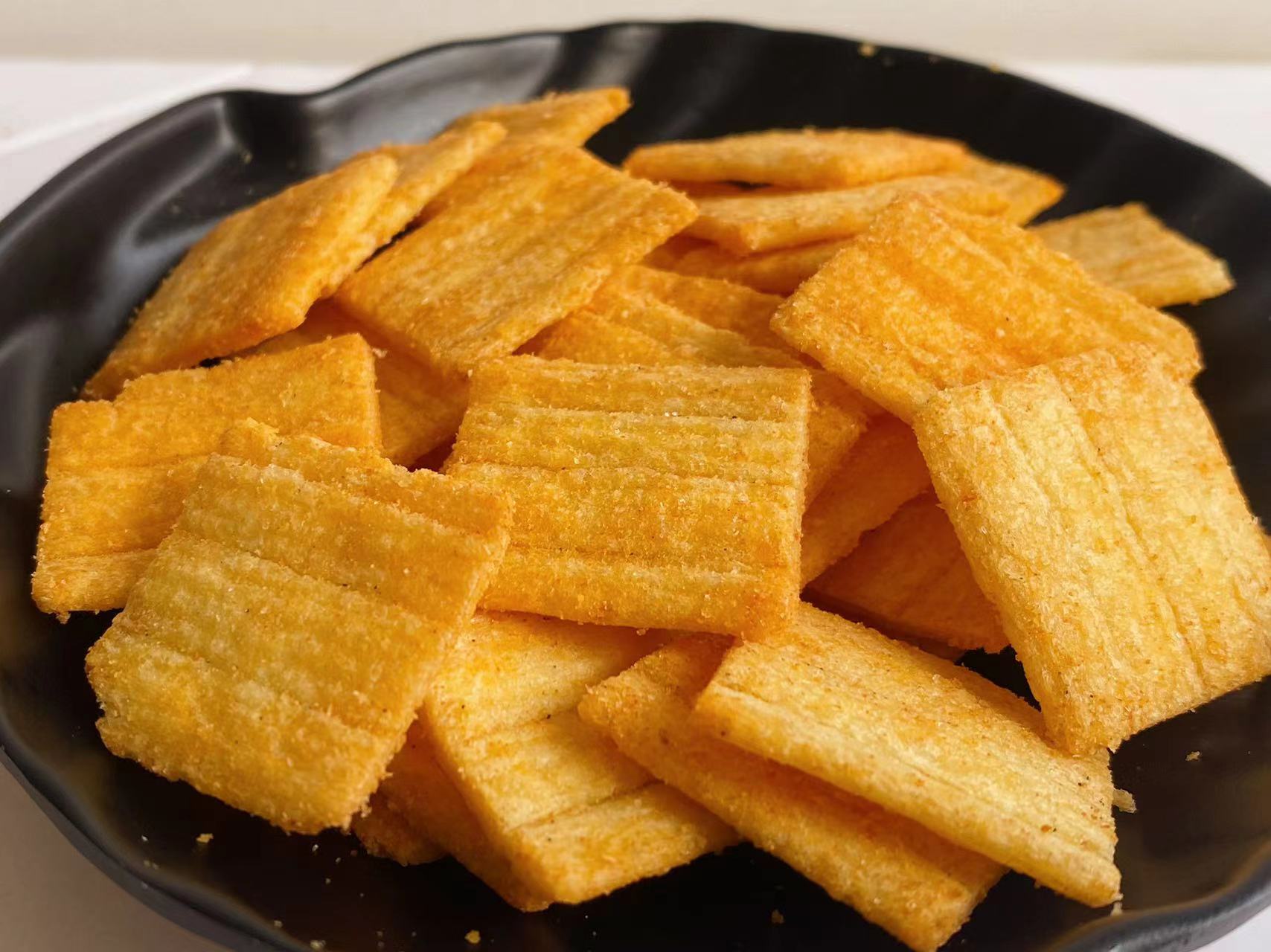 Delicious millet snack streetfood cheese rice cracker crispy rice crust