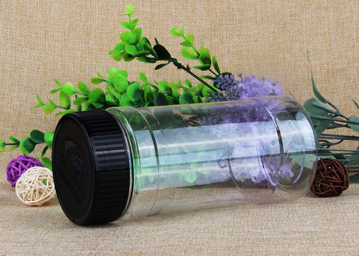 220ml / 350ml Food Clear Plastic Packaging Tubes / Cylinder PET Bottle With Security Cap
