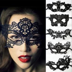 China Christmas lace face mask, Halloween eye mask, party face eye mask in black 18 styles on sale