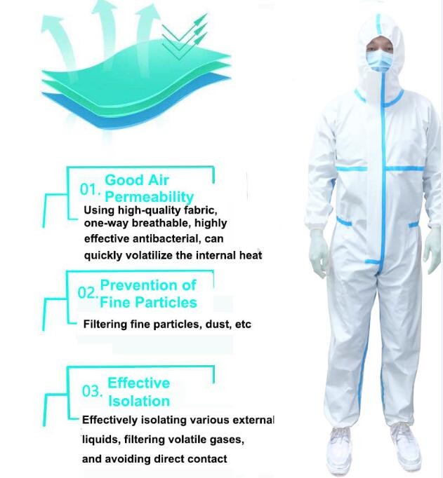 Full Body Medical Protective Coveralls One Piece Antibacterial S - 6XL