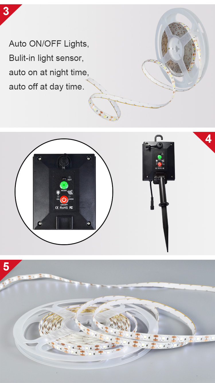 SMD2835 Solar Powered LED Strip 20lm/Led Christmas Solar Led Tape