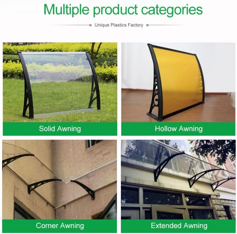 Solid Hollow Polycarbonate Canopy Cover Heat Insulation Aluminum Alloy Frame