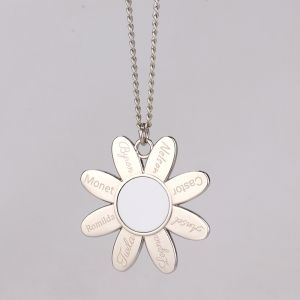 Sunflower Necklaces Custom Engraved 8 Names Family Sublimation Photo Sunflower
