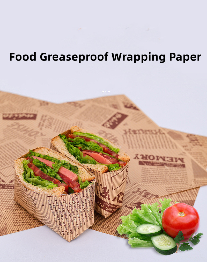 Recycled Greaseproof Wrapping Paper Wax Food Paper Hamburger Packaging