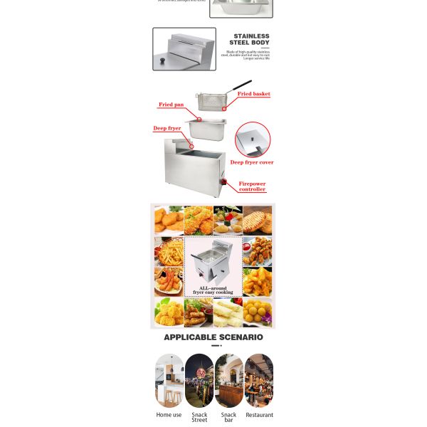 Stainless Steel Temperature Mini Electric Gas Deep Fryer for Commercial Restaurant