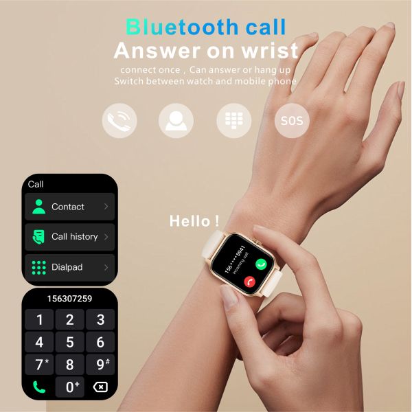Eraysun Classic Fashion QX15 Smartwatch Sport BT Call Voice Assistant Hi-Fi Music Body Temperature Touch Screen Smart Watches
