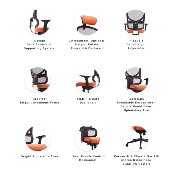 Back Automatic Supporting Ergo Desk Chair Breathable Wintex Mesh Ergo Swivel Chair
