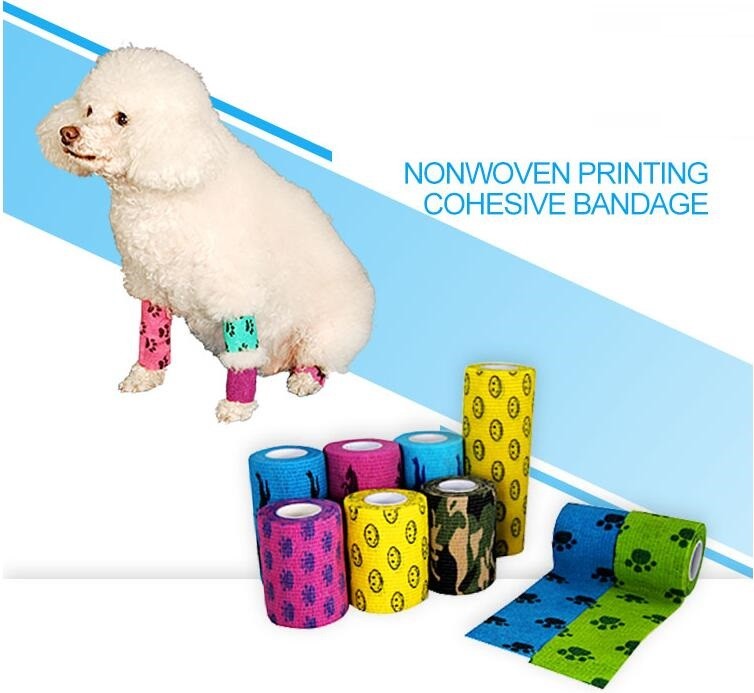 2"x5yards self-adhesive camo colored elastic cohesive bandage, breathable waterproof camouflage home care products kines