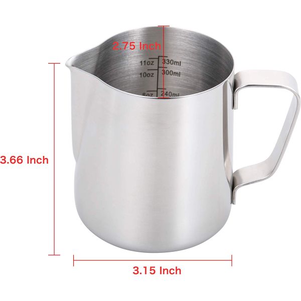 12 Oz Stainless Steel Milk Pitcher For Espresso Machine CE Certification