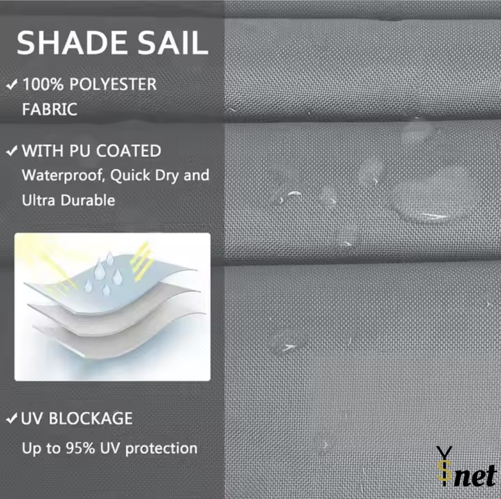 Waterproof Polyester Shade Cloth 120gsm - 350gsm Rectangle Sun Shade Sail