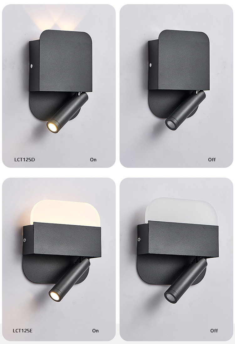 Wall lamp modern bedroom study lens acrylic shade wall light led simple living room lamp creative hotel bed