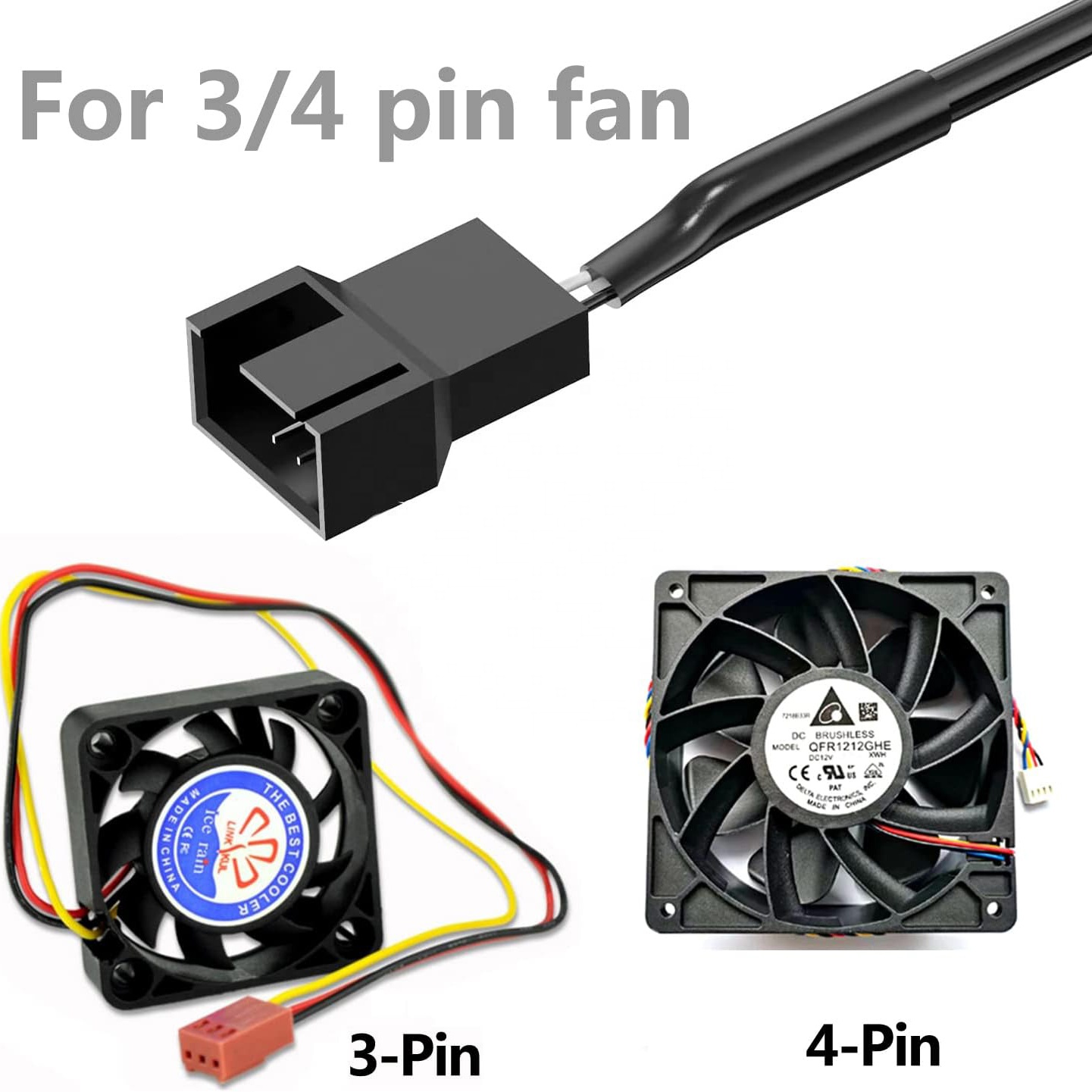 Adjustable USB 5V Step up Boost to DC 12V 3 Pin 4 Pin Connector Fan Speed Controller Power Adapter Cable for PC Cooling Fan
