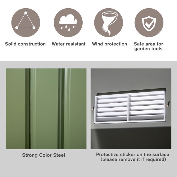 64.5kg Galvanised Steel Storage Shed AJUNION 9 x 6FT 2 Doors for Garden Building Shed