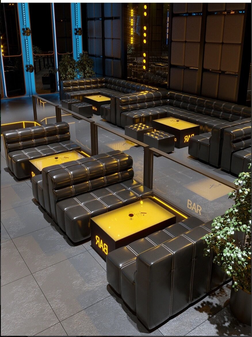 High Grade Multi Function Bar Hotel Coffee Table With Black Sofa Set