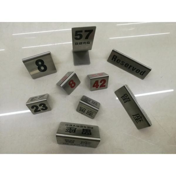 Stainless Steel Reserved Table Number Stands in English or Chinese Restanurant Room