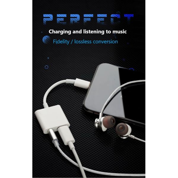 2 In1 Double Aux Audio To 3.5mm Earphone Splitter Adapter 65g