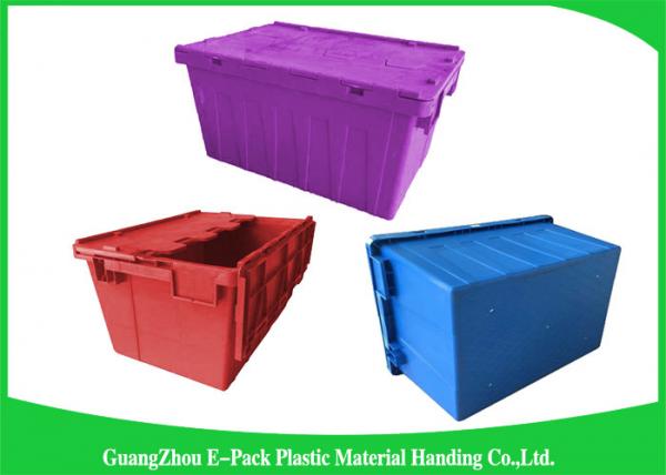 Cheap Blue  PP Plastic Attached Lid Containers , plastic storage boxes with lids for sale