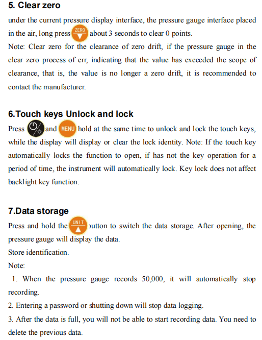 Storage High Precision Digital Pressure Gauge Memory Pressure Manometer