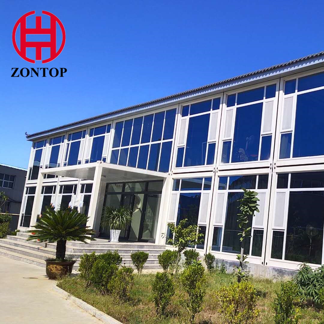 Zontop free style 2021 new luxury design with large scale glass curtain door office building houses