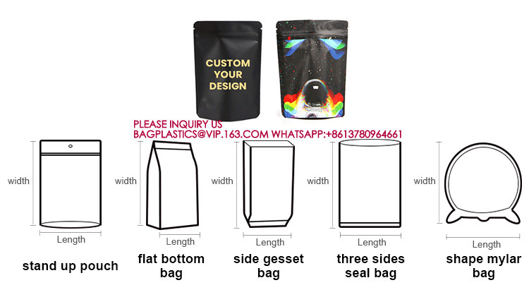 Eco Resealable Smell Proof Mylar Bags Holographic Packaging Pouch Bag with Clear Window