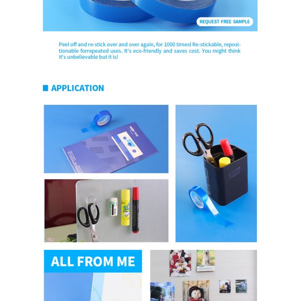 Reusable Double-sided Adhesive Nano Gel Tape DIY Design Office School Utensils Double Sided Tape No Mark Repeatable