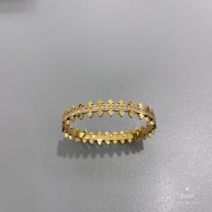Quality Luxury Jewelry Olive Branch Inlaid Diamond Bracelet Gold Stainless Steel Bangle wholesale