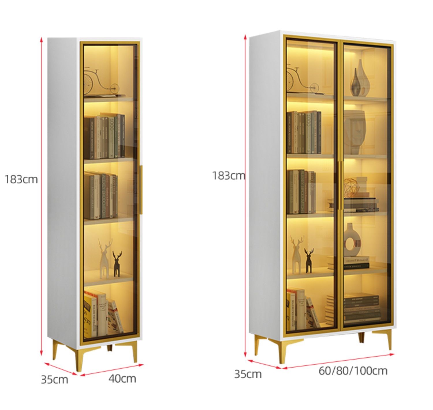 CCC Glass Door Bookcase Office Display Cabinet For Coffee Wine Bar