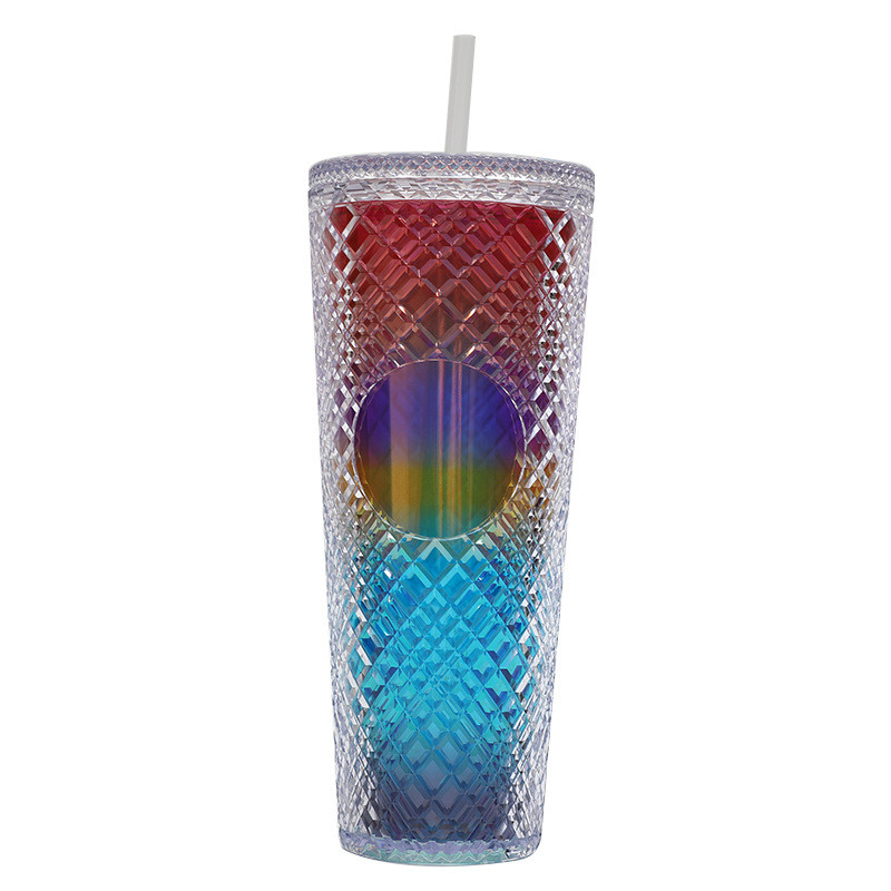 24Oz Studded Cup Tumbler With Lid And Straw Double Wall Insulated Matte