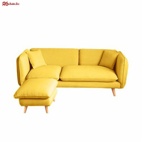 Apartment Modular Linen Slipcovered Sofa Upholstered Cotton Linen Couch With Ottoman