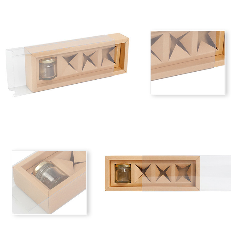 Eco Friendly Honey Window Packaging Box With Transparent Plastic Sleeves Windows