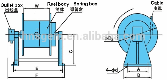 Electric 15m Retractable Slip Ring Cable Reel