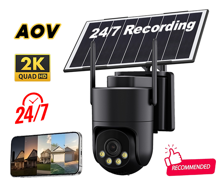3MP HD AOV Security Camera Waterproof PTZ Solar CCTV Camera With Solar Panel