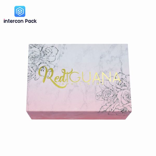 Gold Foil Luxury Gift Packaging Boxes Folding Pink Magnetic Gift Box