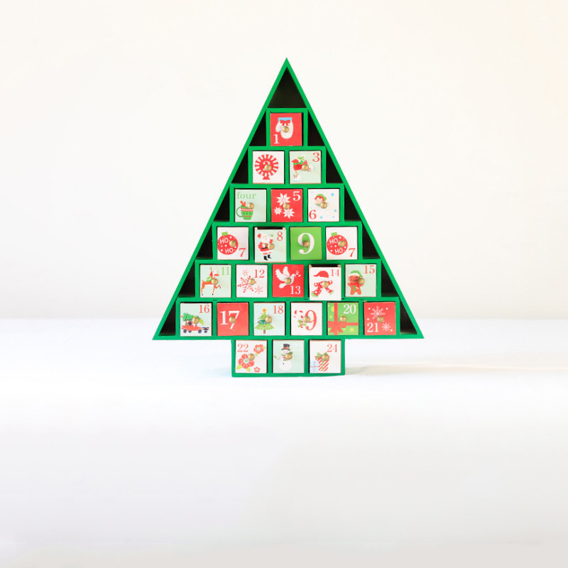 Luxury Creative Christmas Wooden Gift Box Calendar Cabinet Drawer Decoration